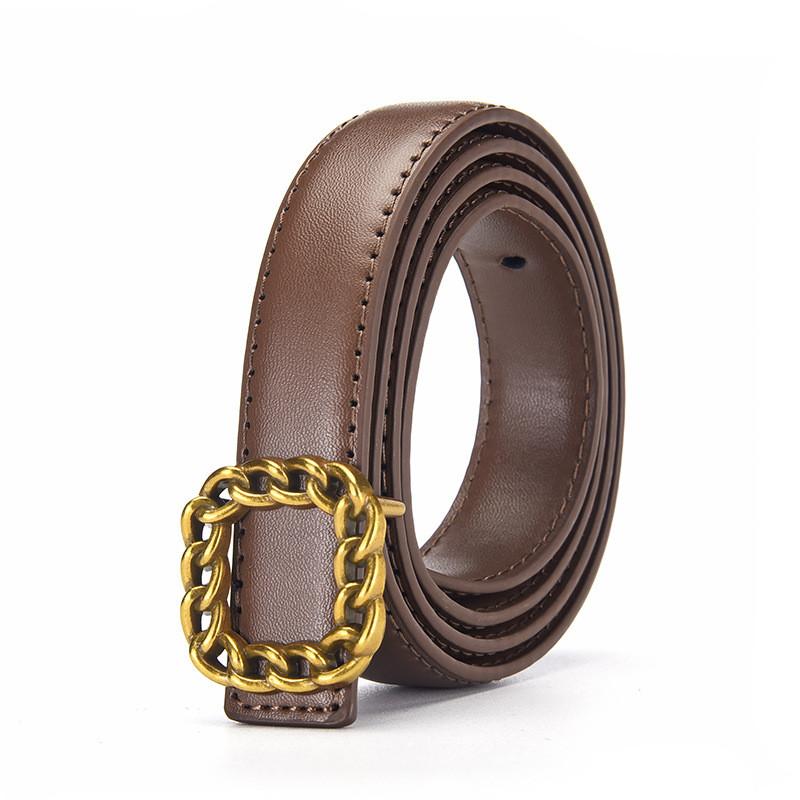 Retro Waist Women Belt In Pu Material With Alloy Plate Buckle For Use Daily