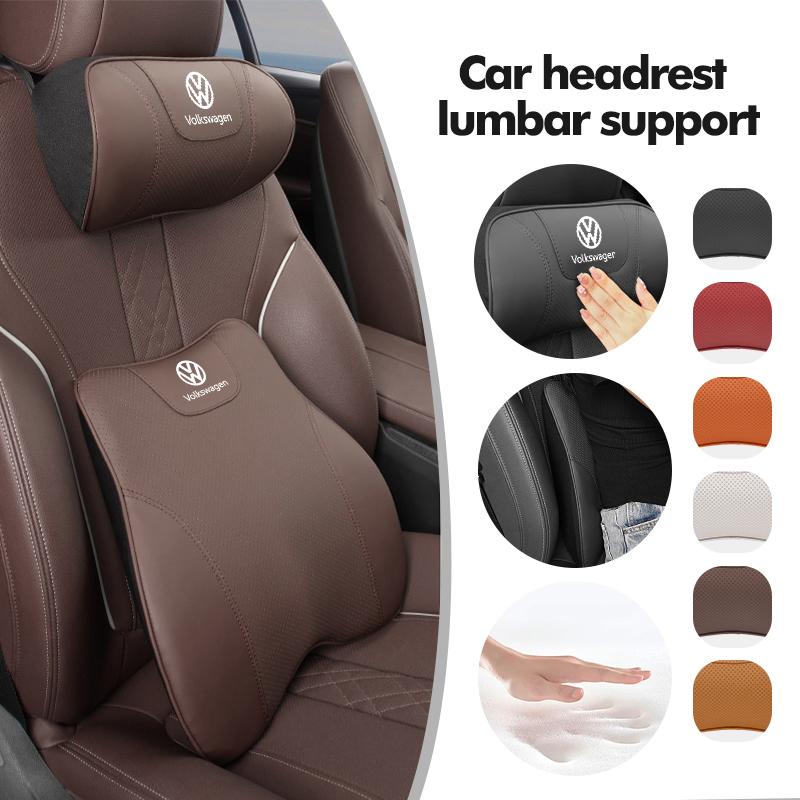 Valve Stems Caps For Volkswagen VW Car Back Pillow Napa Leather Memory Cotton Headrest Lumbar Support Scirocco Passat Polo B5 B6 QQ2