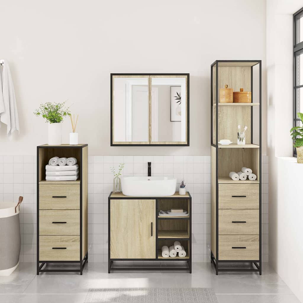 4 Piece Bathroom Furniture Set in Sonoma Oak Particle Board