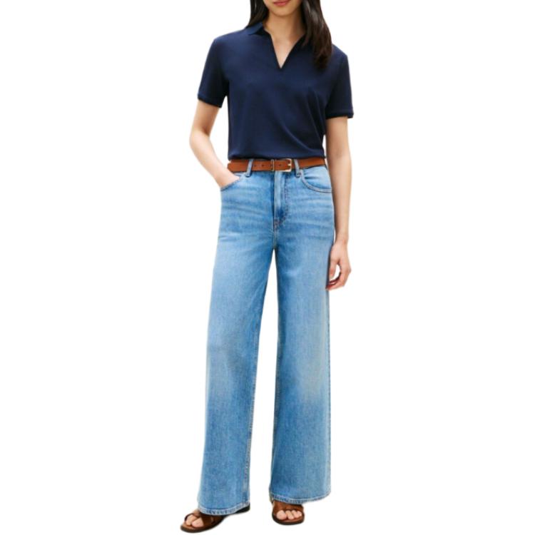 Tommy Hilfiger Solid Loose Fit Short Sleeve Polo Shirt Women tops WW48720000-C1G