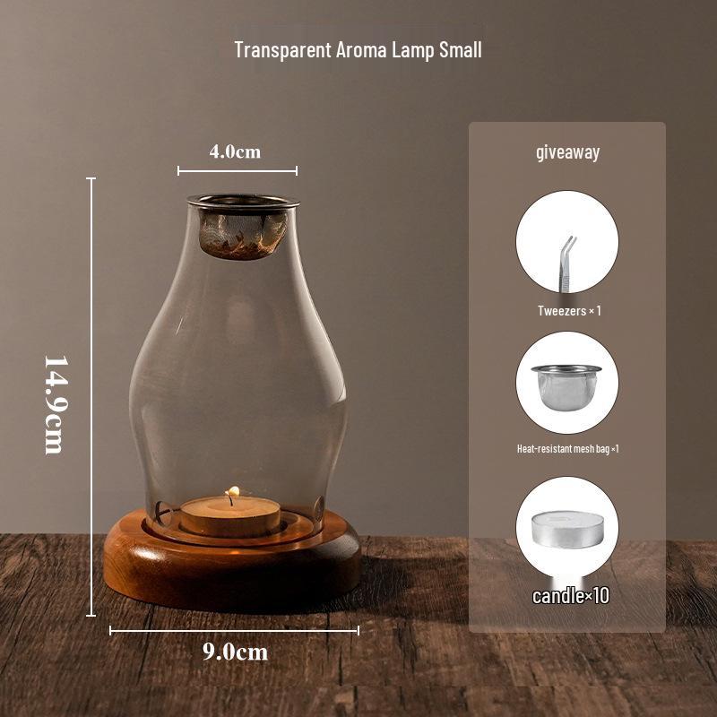 Aromatic Soothing Candle: Agarwood & Sandalwood Incense Burner with Glass Holder for Home or Salon