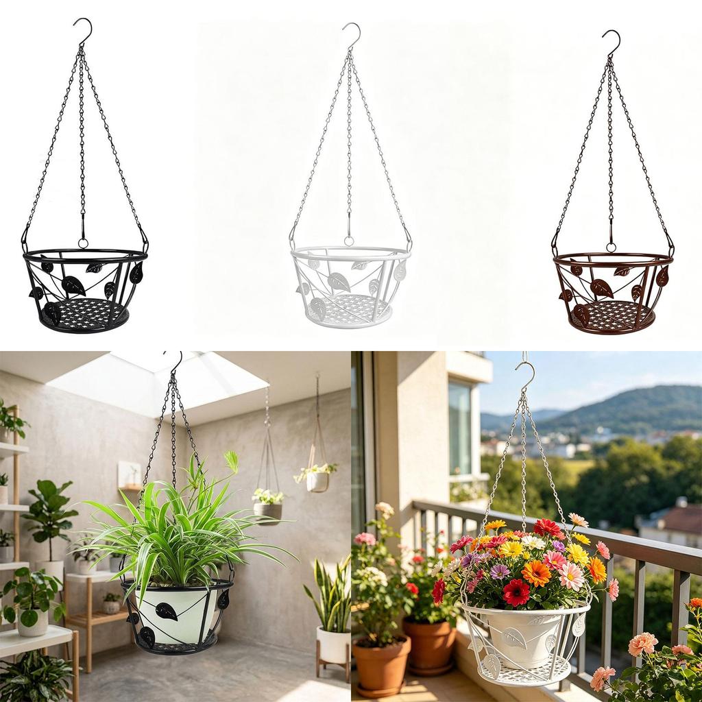 Planter Hanging Chain Home Decor Ornament Iron Elegant Hanging Plant Basket for Garden Porch Balcony Indoor Outdoor