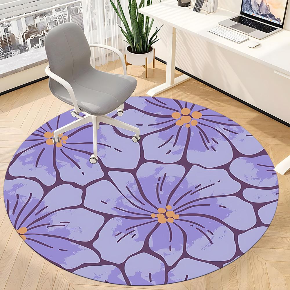 1pc Floral Pattern Carpet, Round Non Slip Durable Large Size Office Carpet, Suitable for Office