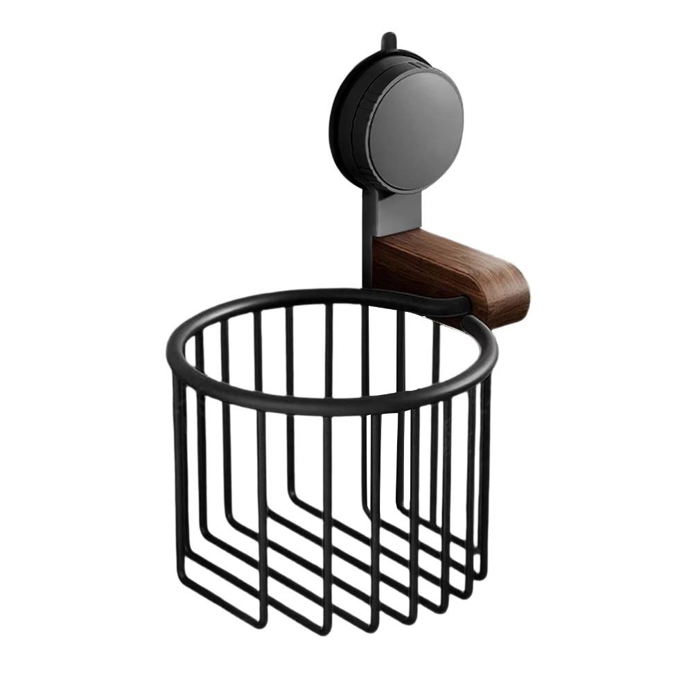 Walnut Wood Bathroom Paper Holder Suction Cup Toilet Tissue Basket Toilet Paper Box  Storage Rack Style   C