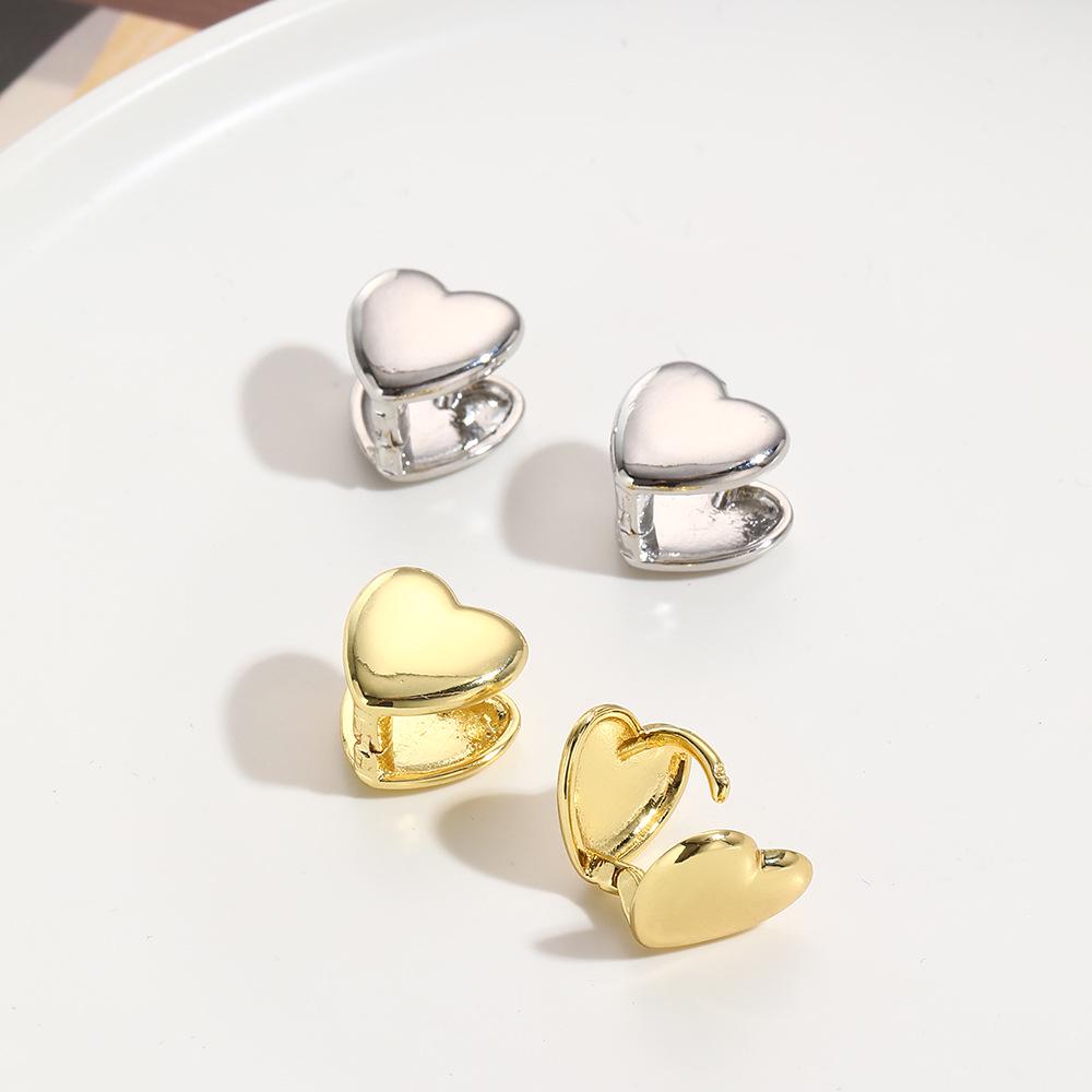 Stylish Double-Sided Heart Earrings Ear Cuffs - Non-Fading Copper Jewelry for Women