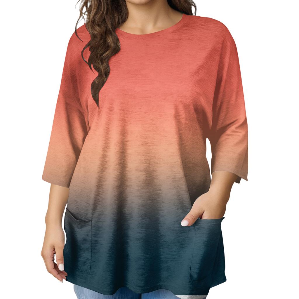 Blusa Estampada de Manga Corta de Moda para Mujer Tallas Grandes para un Look Elegante de Oficina y Casual
