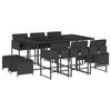 VidaXL 11-piece Garden Dining Set Black Cushions Braided Resin 3278094