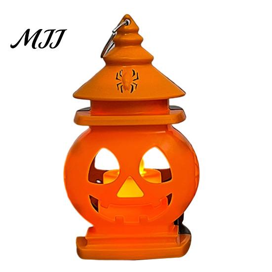 Halloween Pumpkin Lantern Castle Lantern, Handheld Glowing Jack O Warm White LED for Kids, Spooky Party Decoration Prop, Night Light Toy Portable Hand