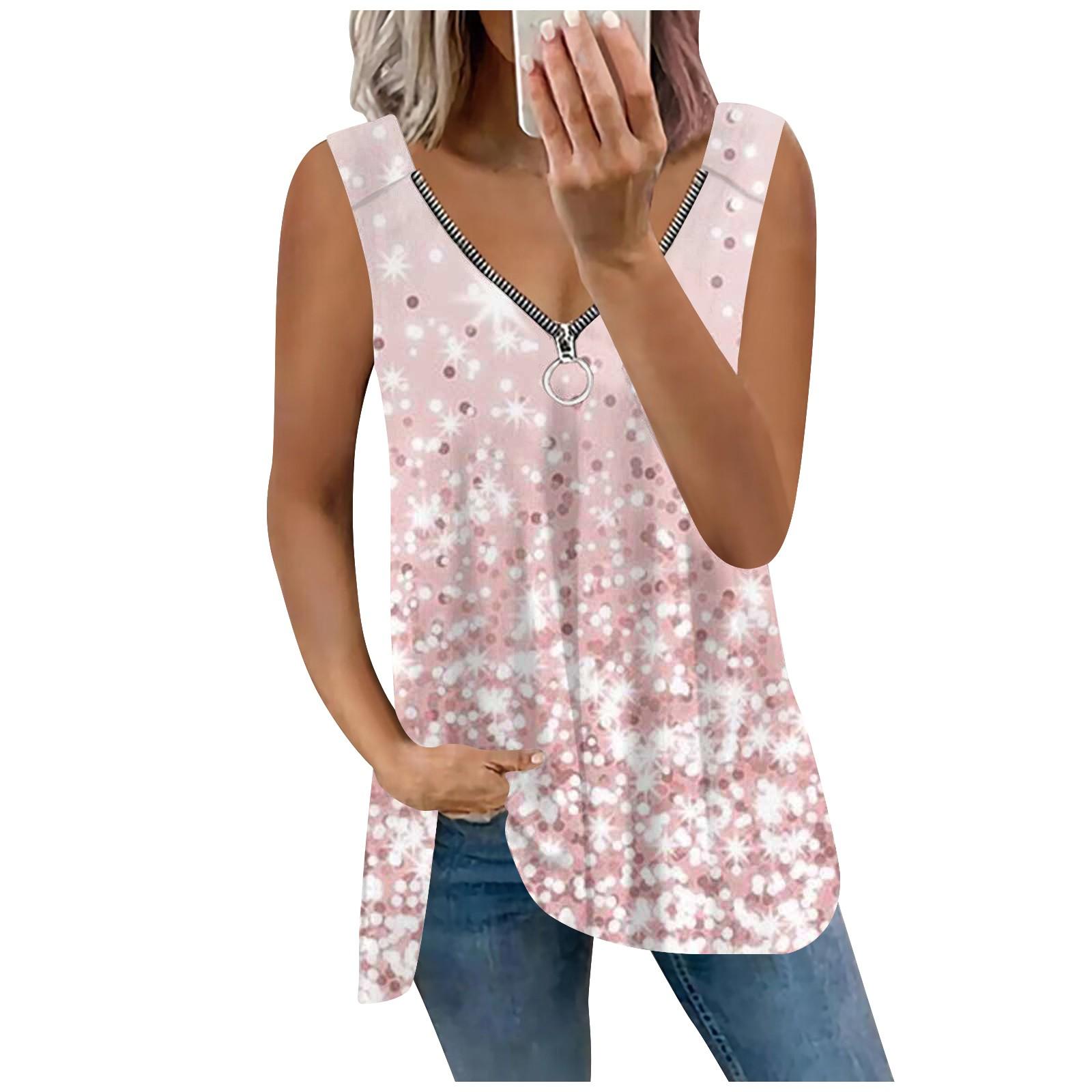 

(SU)Женская модная рубашка без рукавов с v-образным вырезом и принтом, повседневная блузка с открытыми плечами