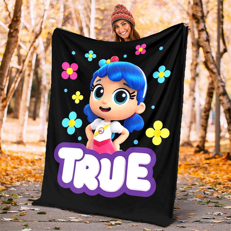 True and the Rainbow Kingdom Flannel Blanket Soft Warm All-Season Throw, Design for Camping, Car Travel, Hiking Sofa, Bed, Perfect Gift for Parties