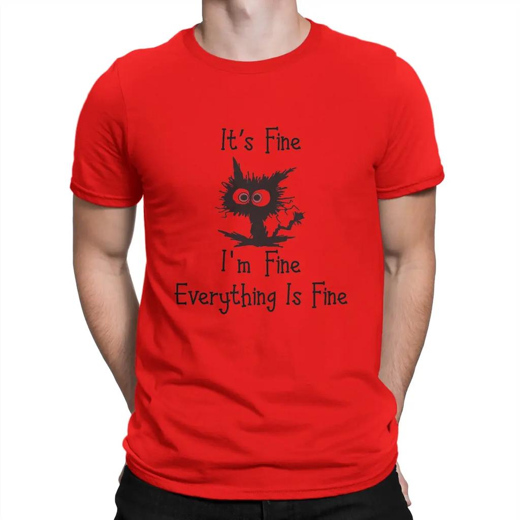 Black Cat Hip Hop TShirt This Is Fine Casual T Shirt Summer T-shirt For Men Women