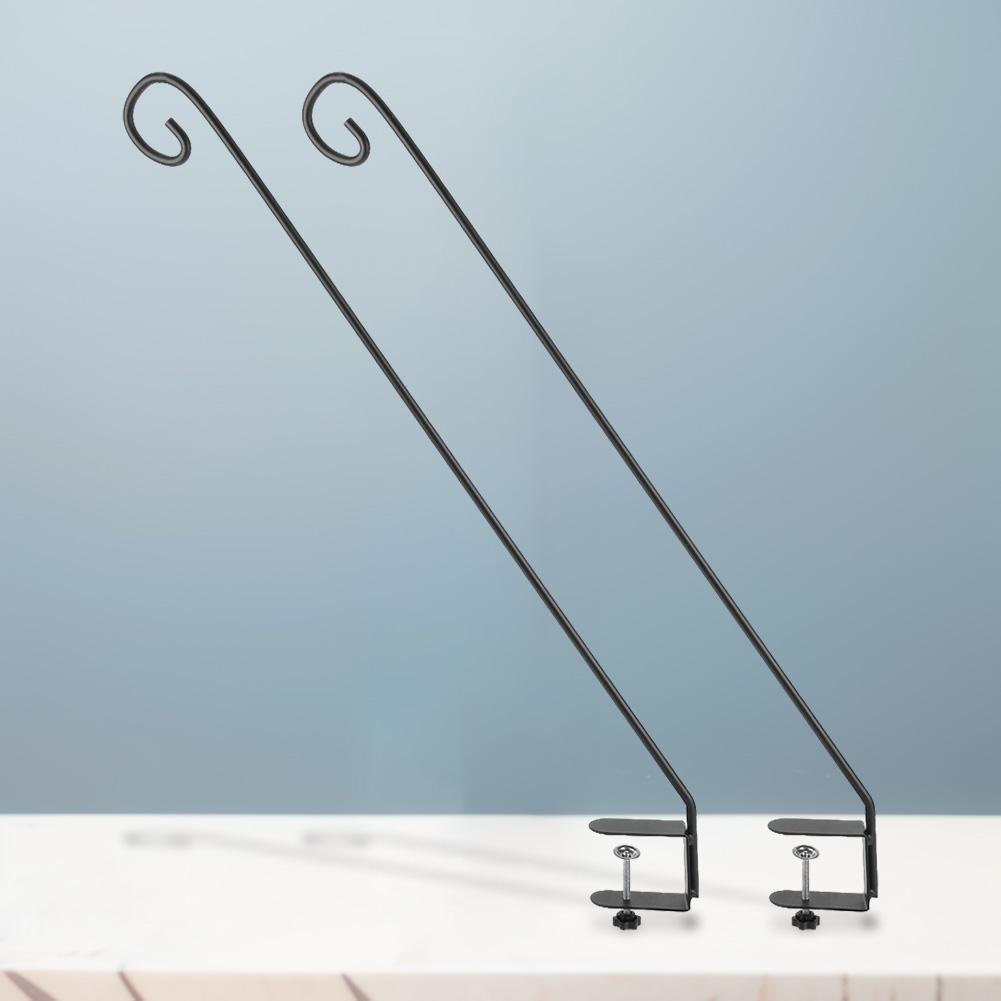 2Pcs Deck Railing Plant Hanger Railing Hanging Hook Deck Shepherd Hook for Hanging Flower Baskets Wind Chimes Planters