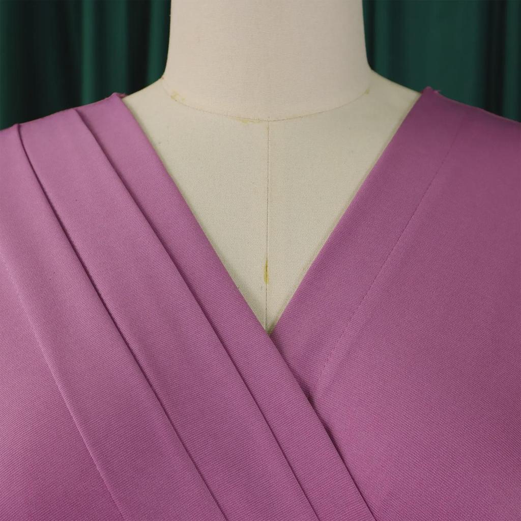 D504 Einfarbiges Bleistiftrockkleid mit V-Ausschnitt für Damen - Sommer 2024, kurzärmelig, OL-Stil