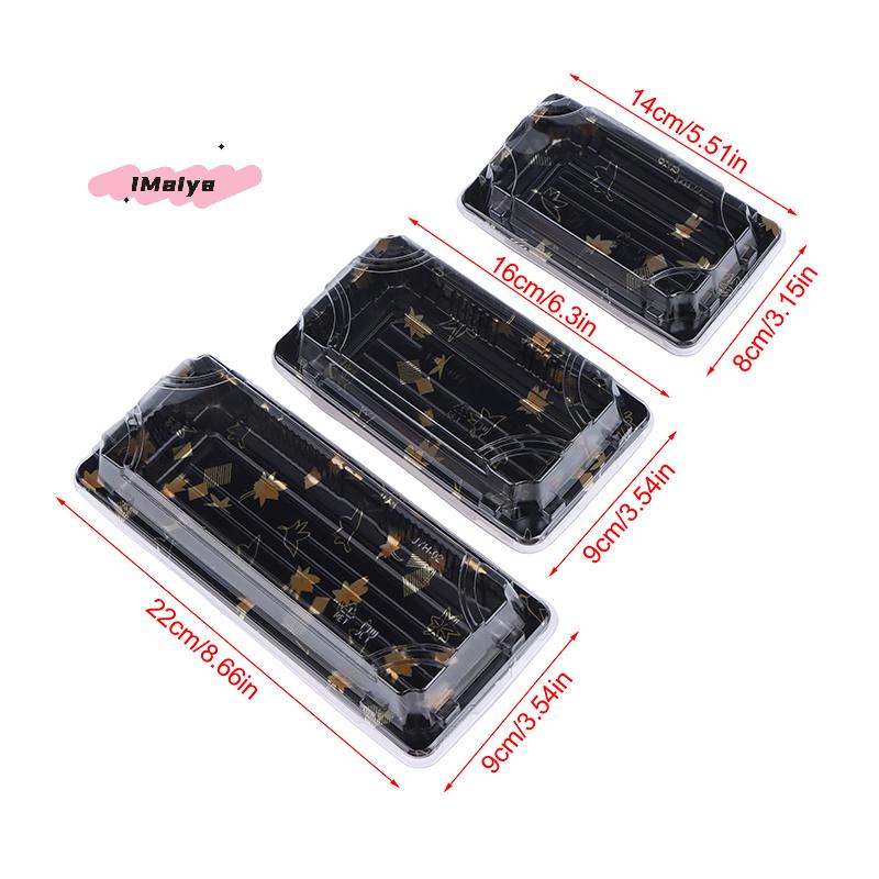 10Pcs Thickened Sushi Boxes with Lids Eco-Friendly Disposable Food Containers for Takeout Carry-Out Meals