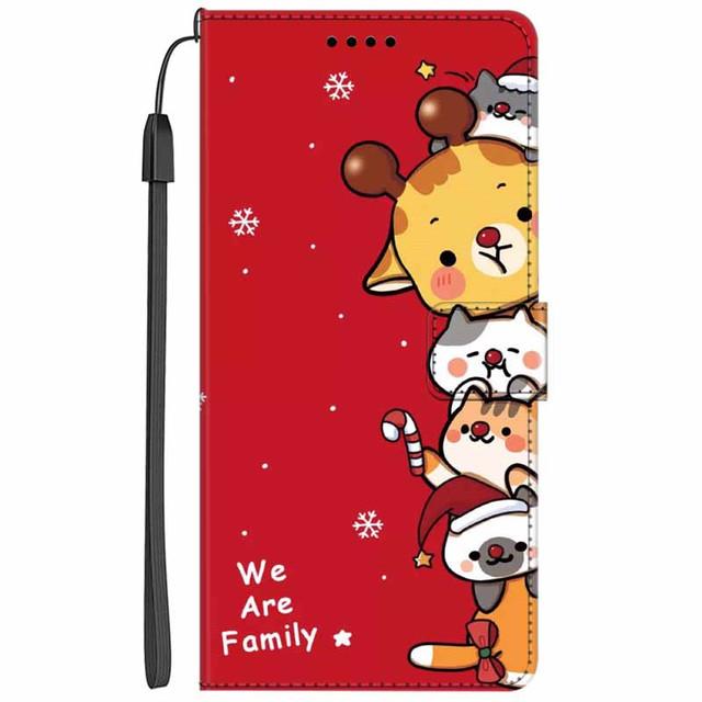 Christmas Flip Case For Motorola Moto G15 / G05 / E15 / G15 Power 4G Wallet Leather Cover With Lanyard Cartoon Wallet Phone Case