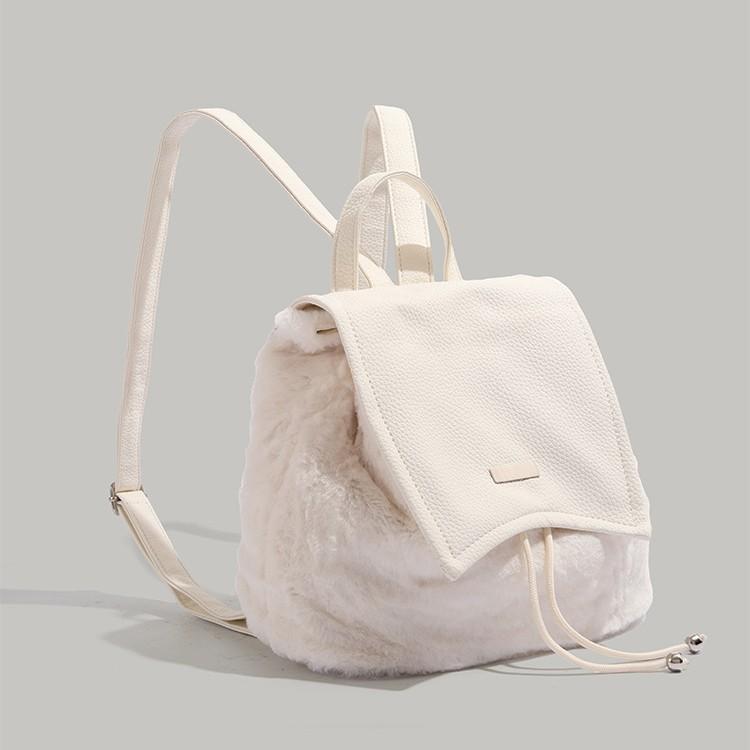 Autumn Winter Bag Women 2024 New Furry Bag High-end Plush Backpack Drawstring Large Capacity Single Shoulder Small Backpack