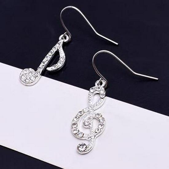 Elegant Crystal Asymmetric Note Earrings for Women - Popular Fashion Jewelry