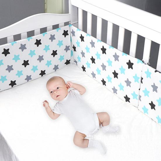 Baby Gitterbett Stoßstange Baumwolle Atmungsaktiv Gepolstert Weich Sicher Gitterbett Einlage