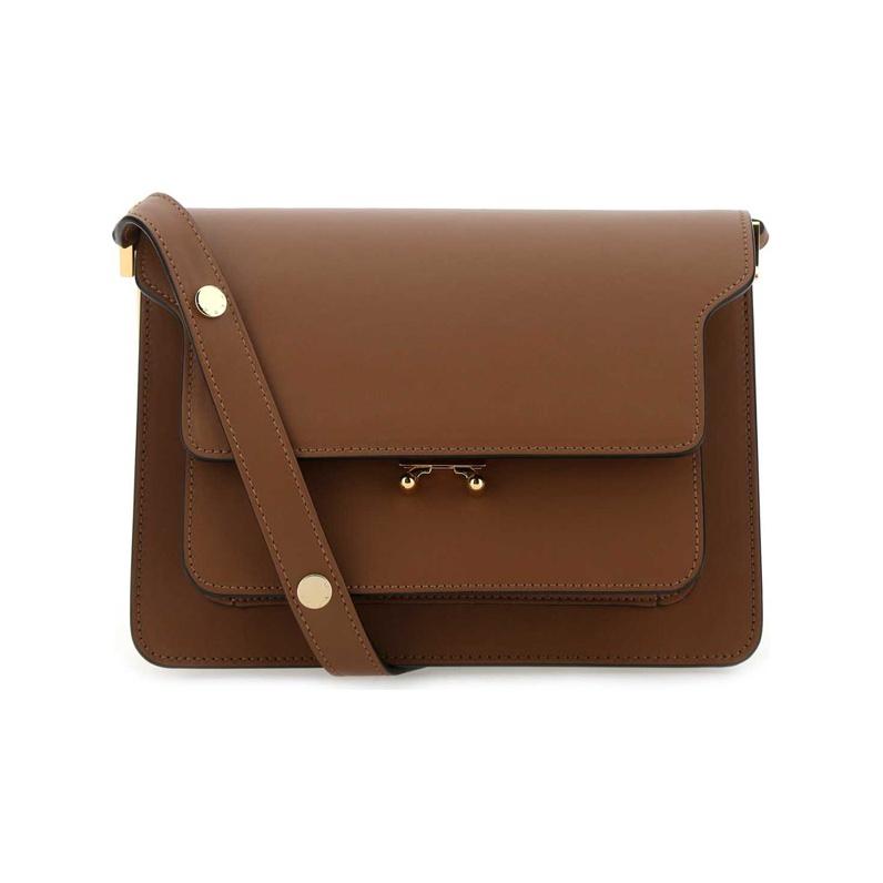 

Marni Flap Solid Color Calfskin Shoulder Crossbody Bag Women Bags Brown SBMPN09NO1LV589-ZM30N Basic Set (Bag+Dust Bag)