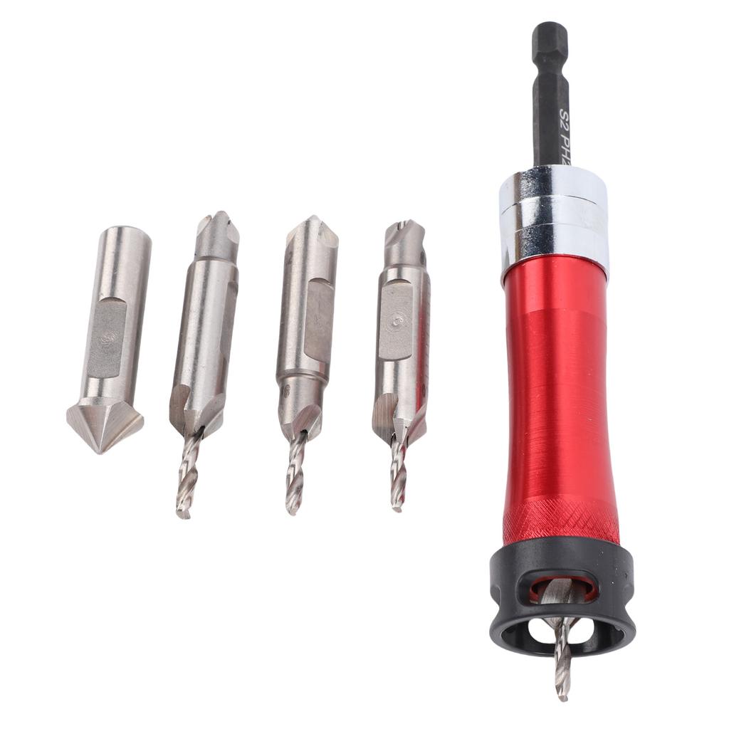 Countersink Drill Bit Set with Depth Stop 1Celsius4 Inch Hex Shank Counter Sink Drill Bits with Chamfer Bit for Woodworking