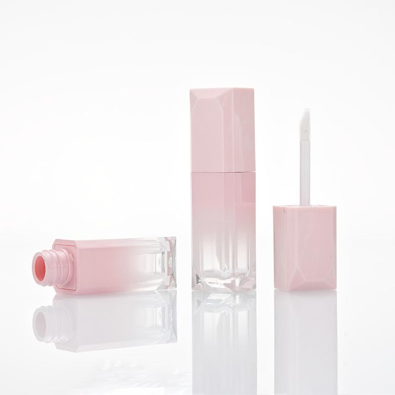 

1Pcs Empty Portable 4Ml Gradient Thick Wand Lip Gloss Tube Plastic Lip Glaze Tubes Square Full Clear Transparent Container розовый