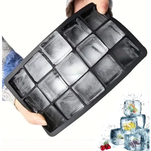 YFFSFDC Silicone Ice Tray with Lid, Square Ice, Large Ice, Freezer Storage, Square Ice, Home Drinking, 4-Cavity Ice Maker (Gray)