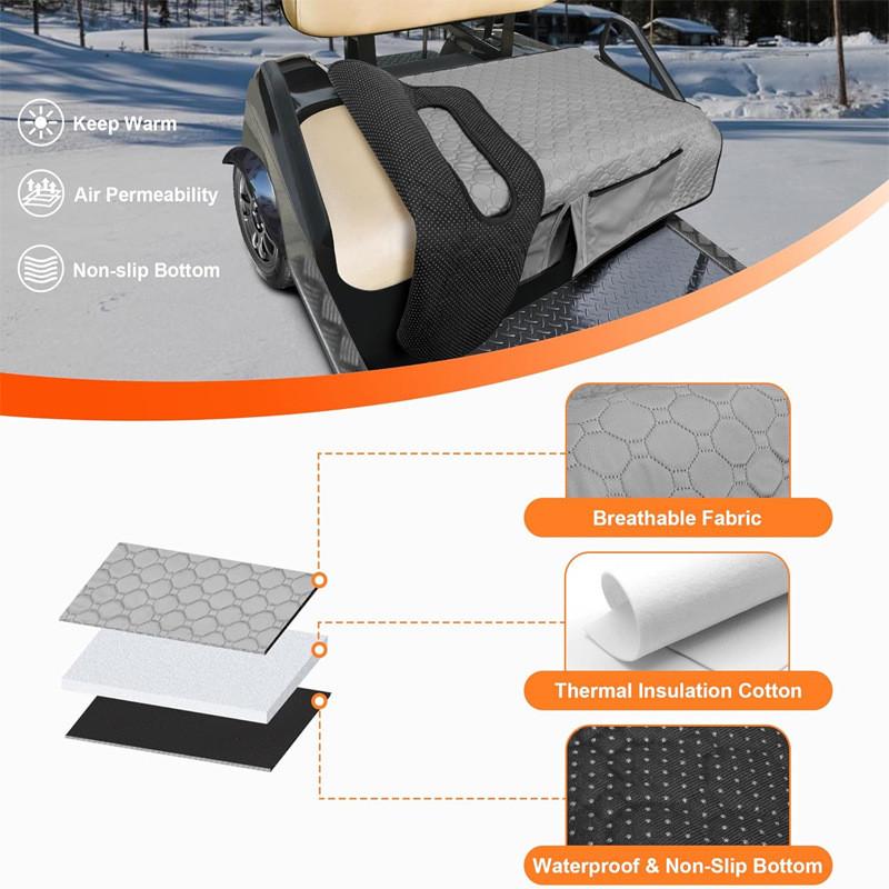 Golf Cart Seat Cover With Four Front Pockets And Nonslip Base For Outdoor Golfing