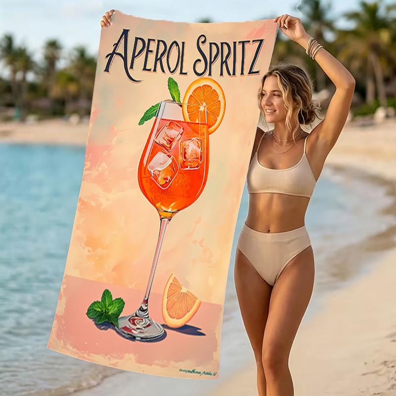 Beach Towel with Aperol Spritz Pattern - Soft,absorbent,machine Washable Lightweight&Modern,swimming,Travel Essentials
