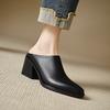 Fashion 2025 New Spring Summer Genuine Leather Mules High Heels Women Shoes Pointed Toe Women Pumps Fashion Shoes for Women Ladies Shoes
