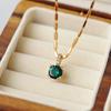 Emerald Pendant Necklace - Japanese & Korean Vintage-Inspired, Versatile Clavicle Design 