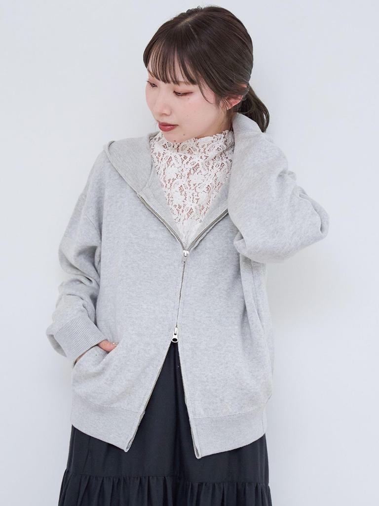 Cohen Sweat-Like Knit Zip Hoodie 76376000011 0970 BLACK(09) L