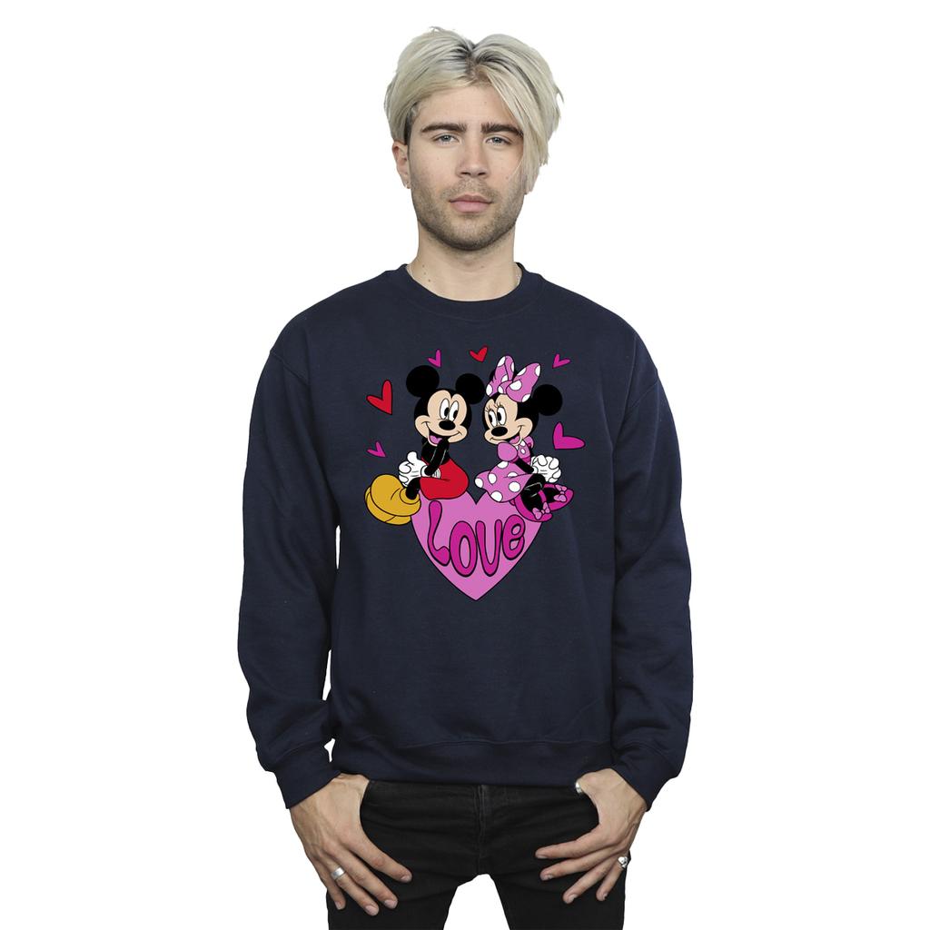 Disney Men's Love Mickey & Minnie Mouse Hearts Sweatshirt