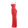 European & American Rhinestone Bodycon Spaghetti Strap Slit Dress for Nightclubs