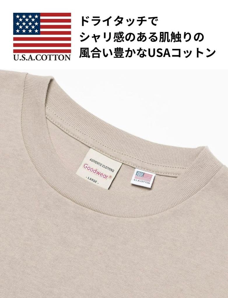 Kurzarm Rundhals Tasche Schwergewicht USA Baumwolle Schwergewicht [Good Wear] T-Shirt 7.6oz Herren (M, Greige)