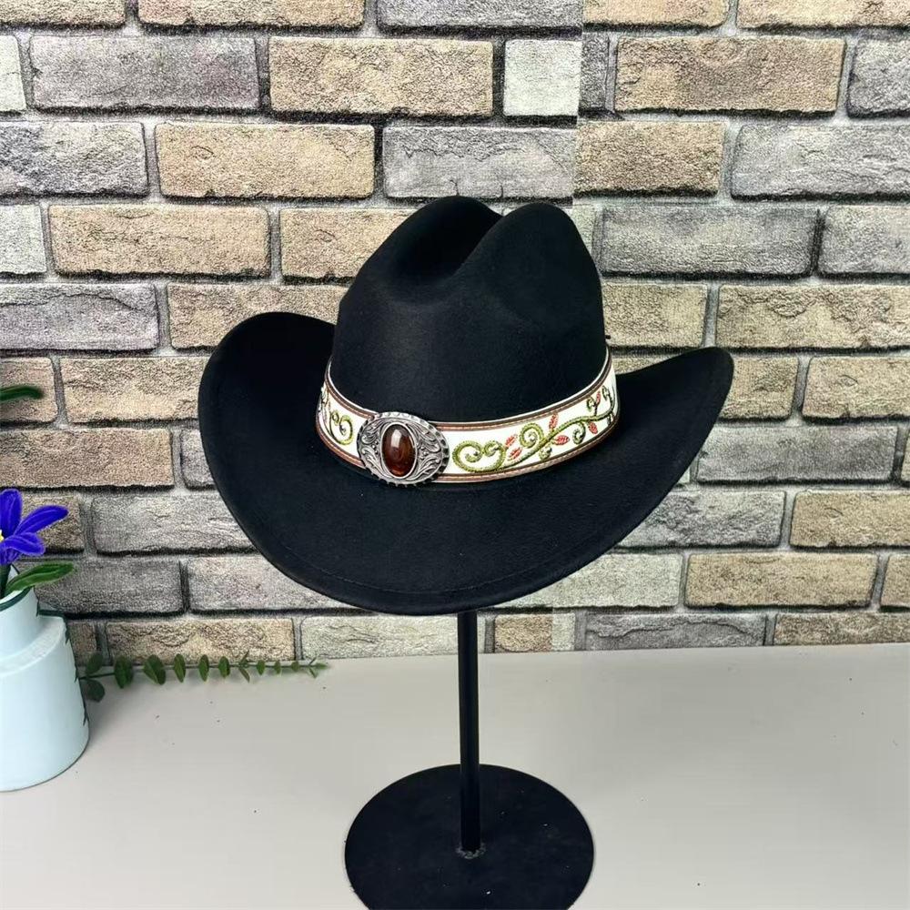 European and American Style Big-brimmed Cowboy Hat, Men's and Women's Retro Ethnic Style Belt Top Hat, Jazz Hat, Sunshade and Sunscreen Hat.