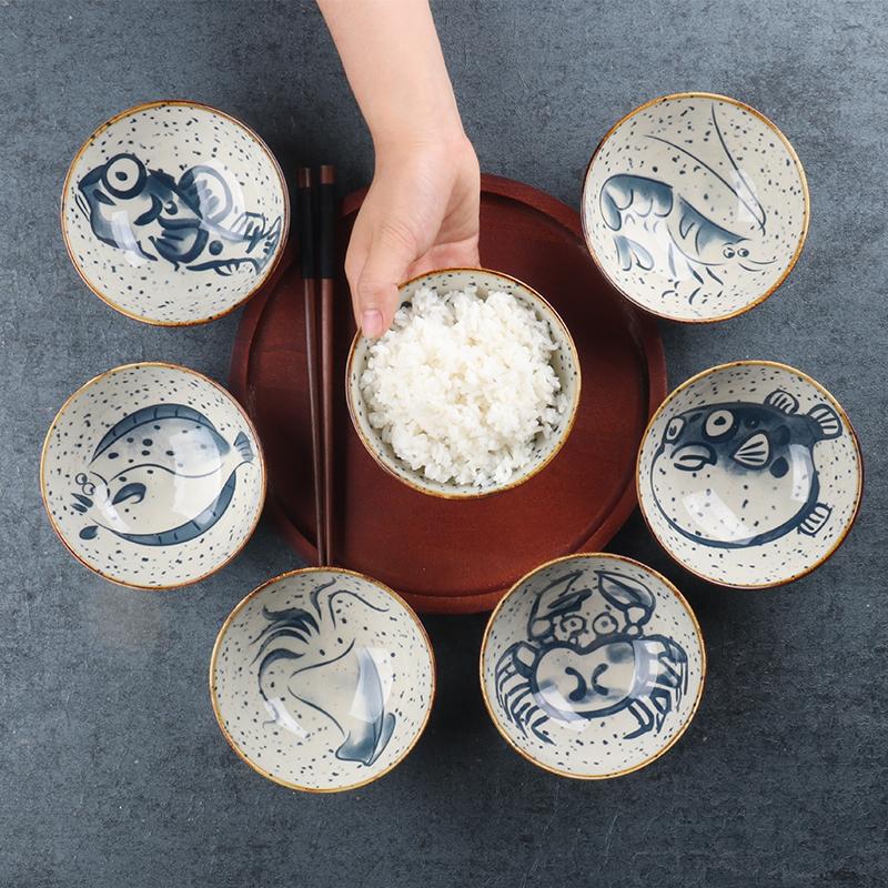 Japanese household ceramic rice bowl noodle bowl soup bowl dessert bowl Korean ice bowl creative retro tableware hat