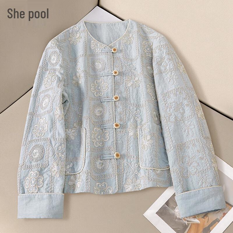 

Женская короткая куртка Her Pool из лиоцелла и льна с вышивкой XL