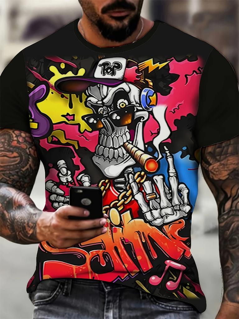 Unisex's Clothing Skeleton Graphic Print T-shirt Oversized T Shirt Unisex Summer Spring Oversized Punk Style Short Sleeve Outdoor Top