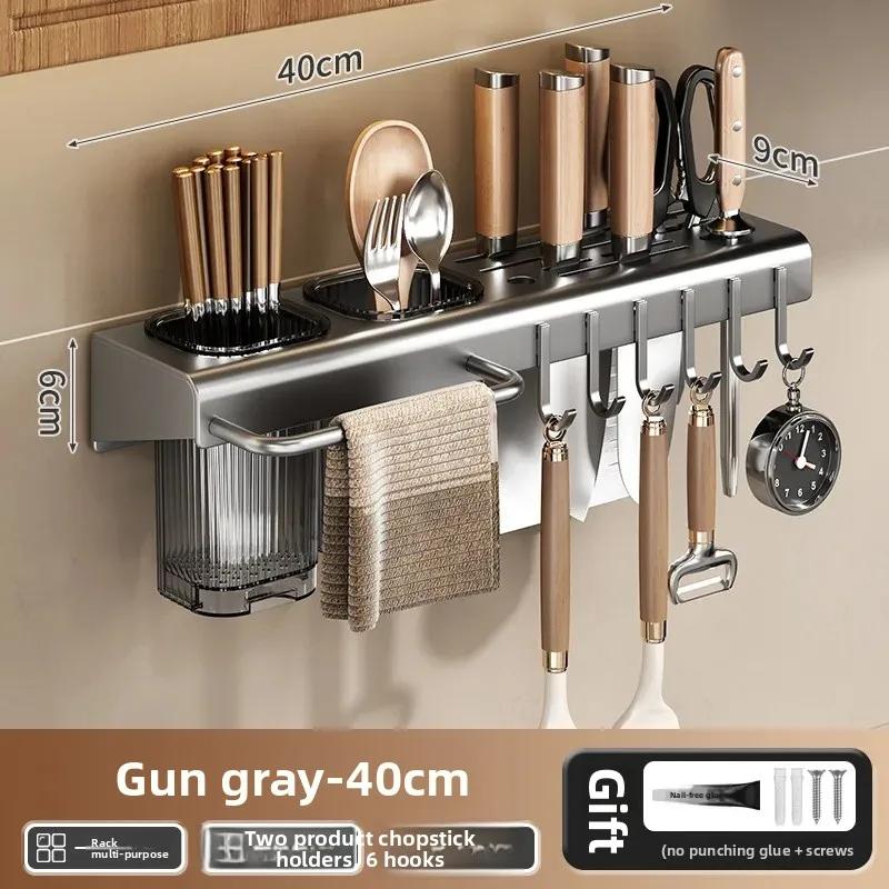 Home Goods from Mainland China No-Drill Wall-Mounted Kitchen Knife Rack Chopstick Holder Multi-Functional Storage Shelf Durable