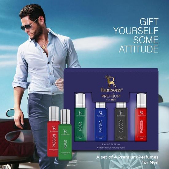 Ramsons - PREMIUM FOR MEN Geschenkset Eau De Parfum | 20 ML x 4 Varianten | Ein Set aus 4 Premium-Parfums | Closer EDP | Geschenkset für Ihn