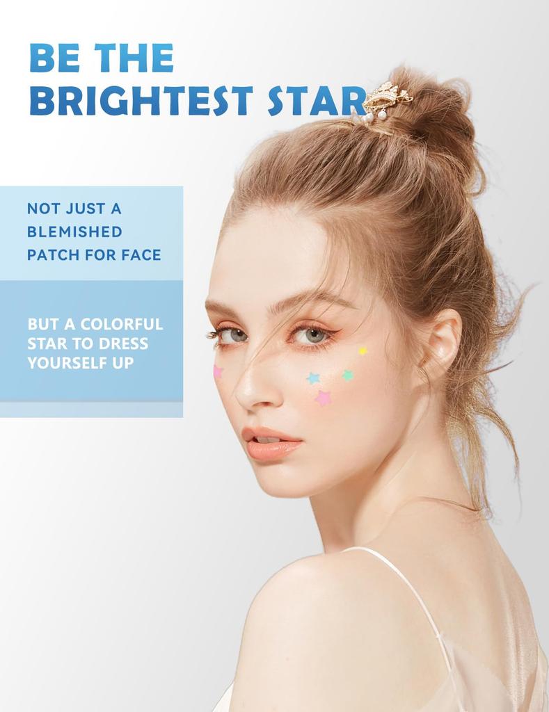Pimple Patches for 255pcs 5Colors Hydrocolloid Acne Patches Precise Matches Different Cute Star Spot Tea Tree Salicylic Acid Zits Absorbing Face, &