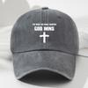 God Wins Cross Baseball Cap Christian Faith Distressed Denim Adjustable Outdoor Sports Hat Unisex