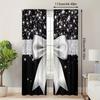 2 Pcs Crystal silver bow print curtains,suitable for bedroom,living room kitchen decoration,home decoration,window decoration
