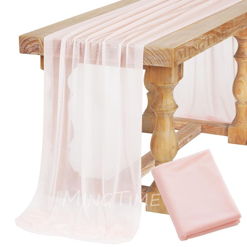 Caminho de Mesa Macio Rosa Blush Poeira Gaze Rústico Boho Natural Casamento Festa Chá de Bebê Jantar Ornamento Decoração