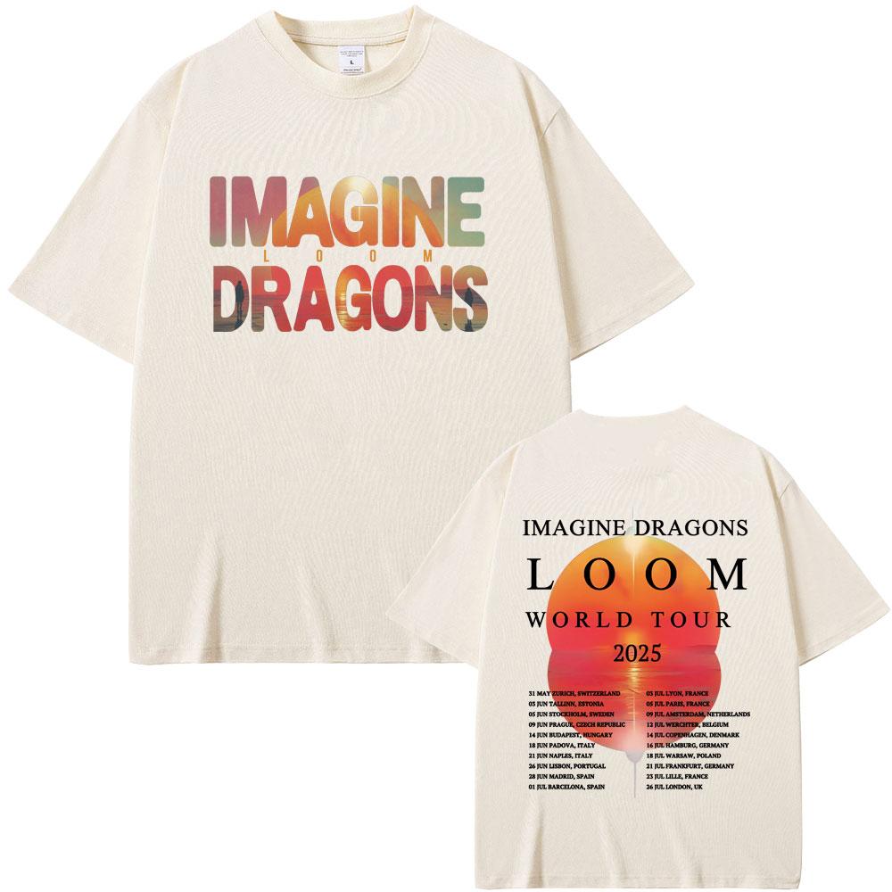 Rock Band Imagine Dragons Loom World Tour 2025 T Shirts Men Women Gothic Vintage Oversized Tshirt Unisex Casual Cotton Tshirt