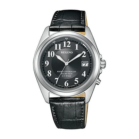 [CITIZEN] Watch REGUNO KS3-115-50 (Radio Solar/Waterproof/Simple) Solar Tech Radio Business Arabic Numerals Cowhide Second Hand Date Black Black