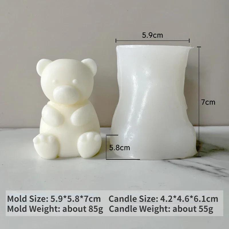 3D Bären Kerze Silikonform Niedliches Mini Tier Duftkerze Seife Gips Dekorative Dekoration Bastelform Diy Kuchen Backform