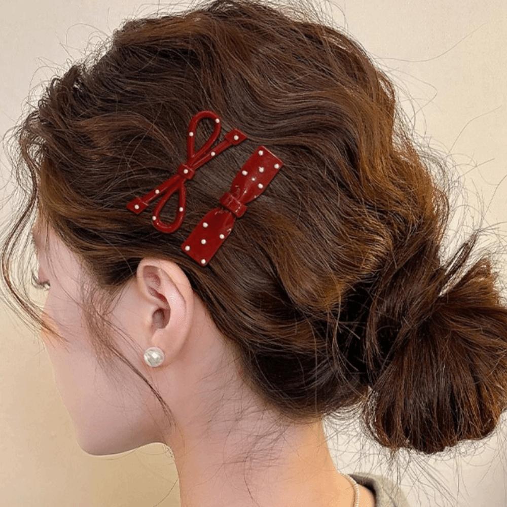 6Pcs/Set Polka Dot Oval Bow Hair Clip Sweet Hairpins Fashion Broken Hair Clip  Hair Accessories