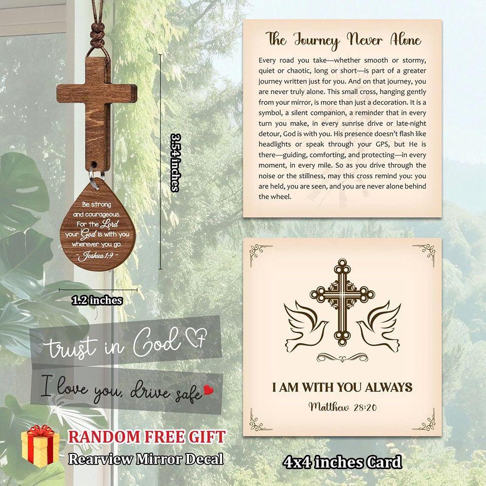 With Pendant Car Rearview Mirror Hanging Lightweight Keychain Ornament Bible Verse Charm Wood Cross Pendant