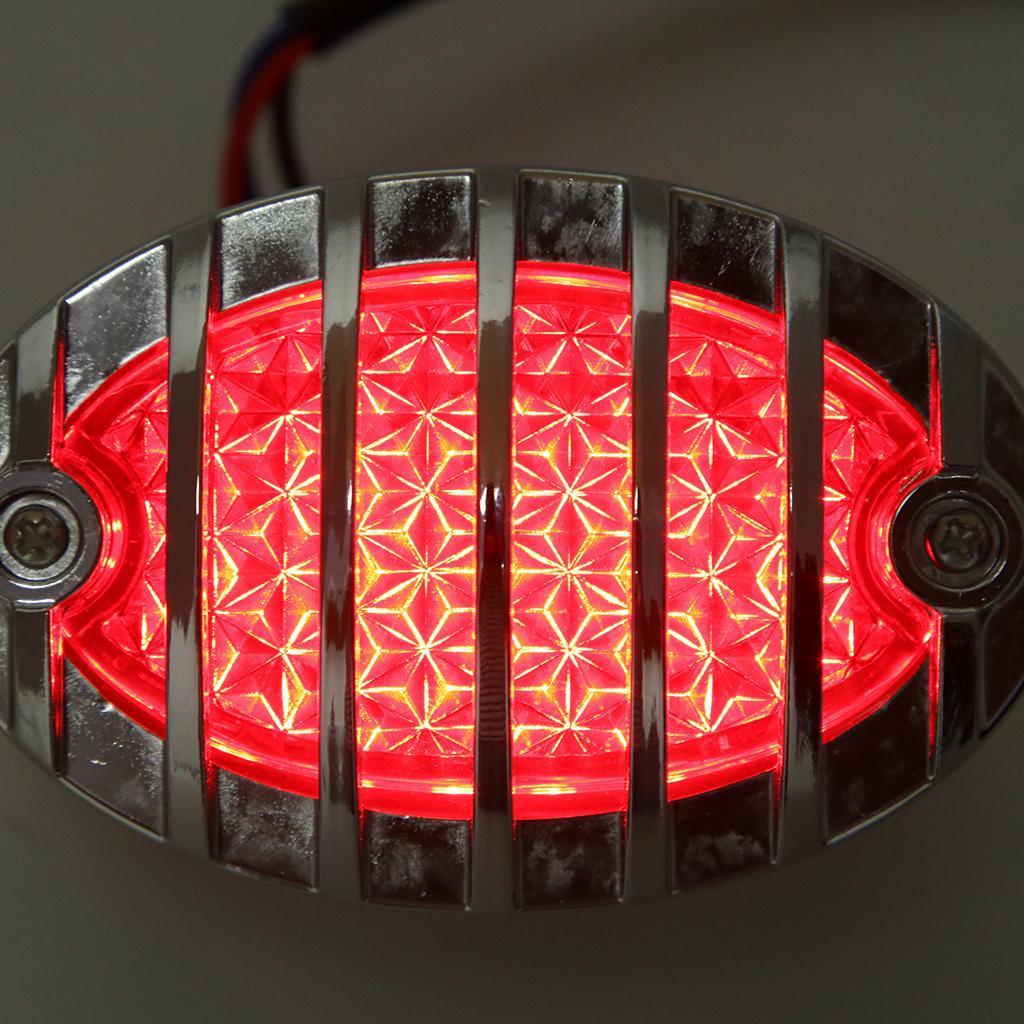 Motorcycle Tail Light Flush Mount LED Rear Stop Brake Lamp Vintage Grille Housing for Road Bike and Moped